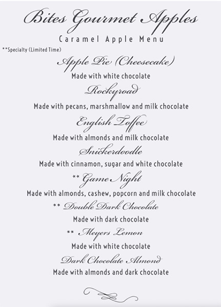 bites-gourmet-apples-600 Bites Gourmet Apples Menu for the 2025 Ojai Wine Festival