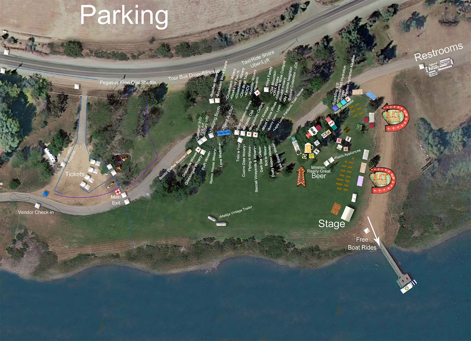 Map of the Layout of the Ojai Wine Festival