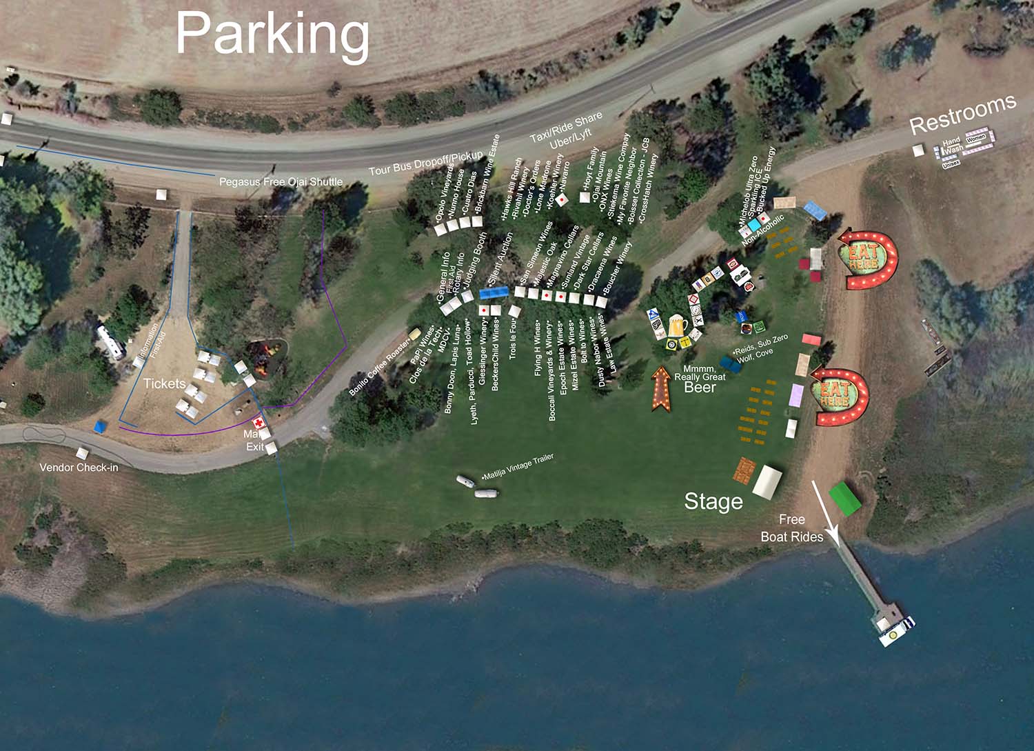 Map of the Layout of the Ojai Wine Festival