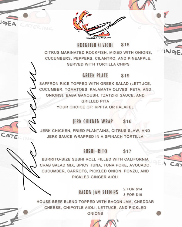 Pangea Catering Menu 2026